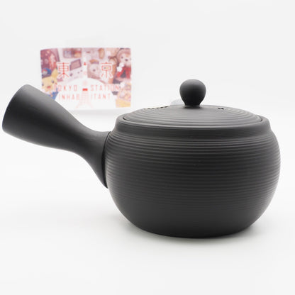 Japanese Tokoname Ware Kyusu Teapot Black Gray Ceramesh 430ml Made in Japan, Aichi