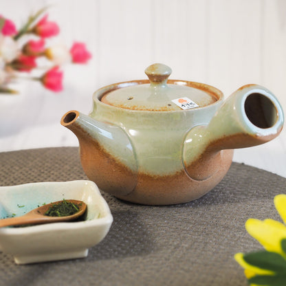 Japanese Tokoname Ware Kyusu Teapot 'Ash Gray Green Glaze' Ceramesh 350ml Made in Japan, Aichi
