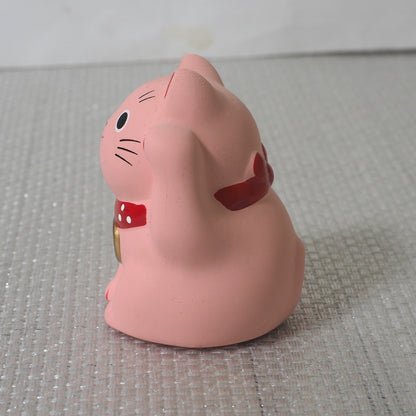 Mini Japanese Lucky Cat Pair – White & Pink Maneki Neko | Yakushigama