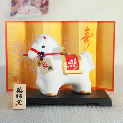 Horse Zodiac Figurine with Hamaya Lucky Arrow | Yakushigama 2026 Zodiac