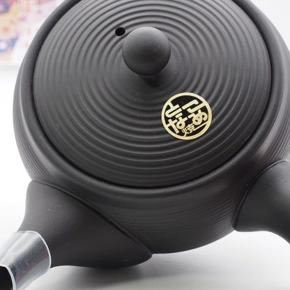 Japanese Tokoname Ware Kyusu Teapot Black Gray Ceramesh 430ml Made in Japan, Aichi