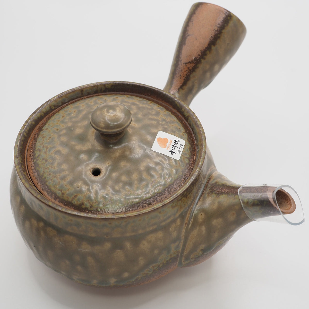 Japanese Tokoname Ware Kyusu Teapot  Rustic Green Brown Ceramesh 350ml Made in Japan, Aichi