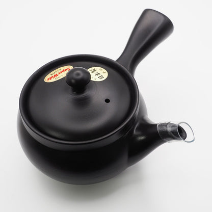 Japanese Tokoname Ware Kyusu Teapot 'Black-Round' 360ml Made in Japan, Aichi
