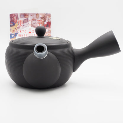 Japanese Tokoname Ware Kyusu Teapot Black Gray Ceramesh 430ml Made in Japan, Aichi