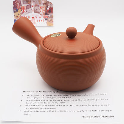 Japanese Tokoname Ware Kyusu Teapot  Red Clay Ceramesh 430ml Made in Japan, Aichi