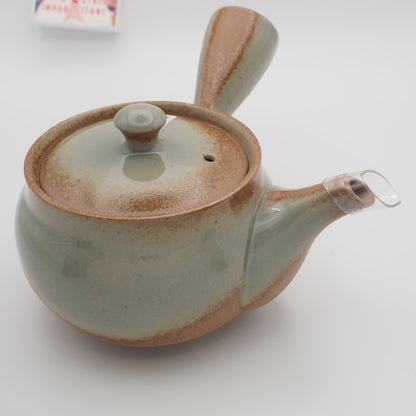 Japanese Tokoname Ware Kyusu Teapot 'Ash Gray Green Glaze' Ceramesh 350ml Made in Japan, Aichi