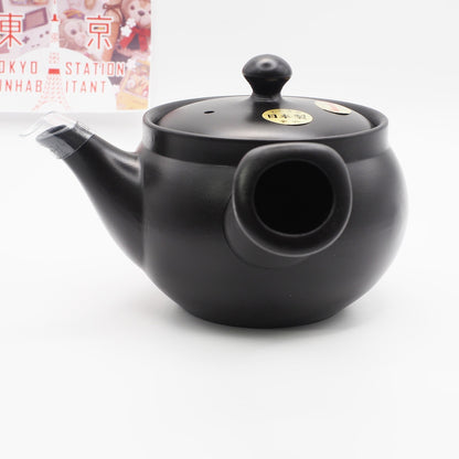 Japanese Tokoname Ware Kyusu Teapot 'Black-Round' 360ml Made in Japan, Aichi
