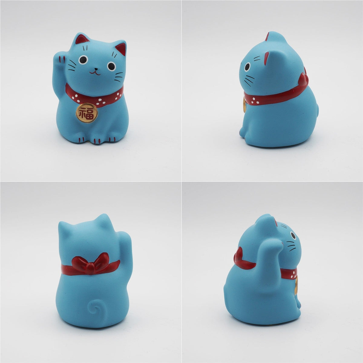 Set of 9 Mini Japanese Maneki Neko Lucky Cat Figurine | Yakushigama