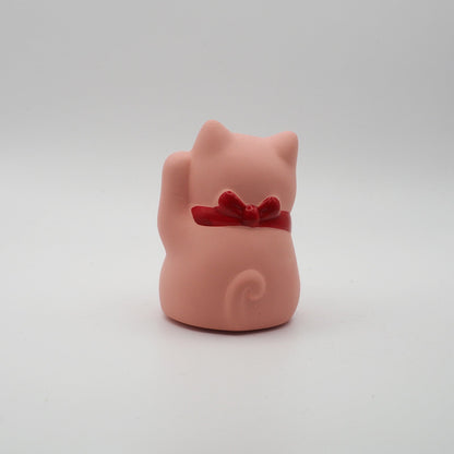 Mini Japanese Lucky Cat Pair – Red & Pink Maneki Neko | Yakushigama