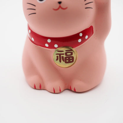 Yakushigama Mini Japanese Lucky Cat Figurine (Maneki Neko) – Hand-Painted, 9 Colors