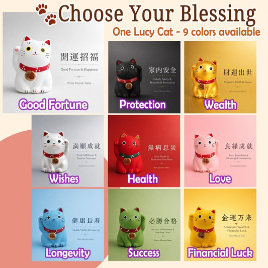 Yakushigama Mini Japanese Lucky Cat Figurine (Maneki Neko) – Hand-Painted, 9 Colors