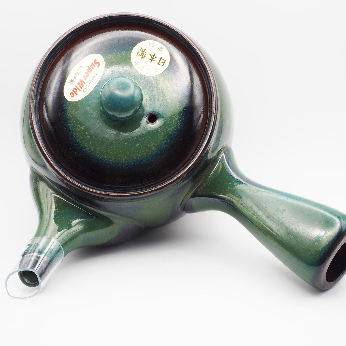Japanese Tokoname Ware Kyusu Pottery Teapot 'Green-Blue Glaze' 380ml Made in Japan, Aichi