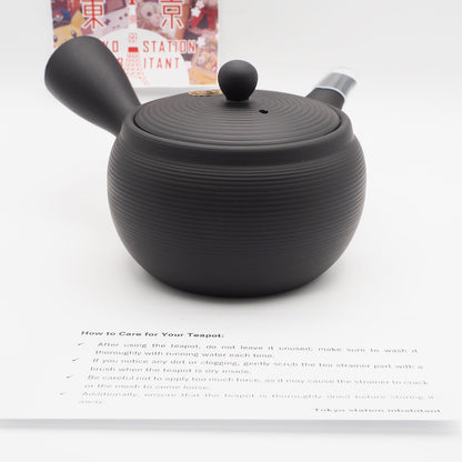 Japanese Tokoname Ware Kyusu Teapot Black Gray Ceramesh 430ml Made in Japan, Aichi