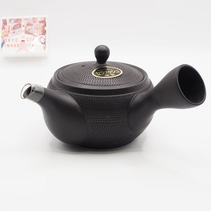 Japanese Tokoname Ware Kyusu Teapot 'Dark Gray Black Ceramesh' 300ml Made in Japan, Aichi