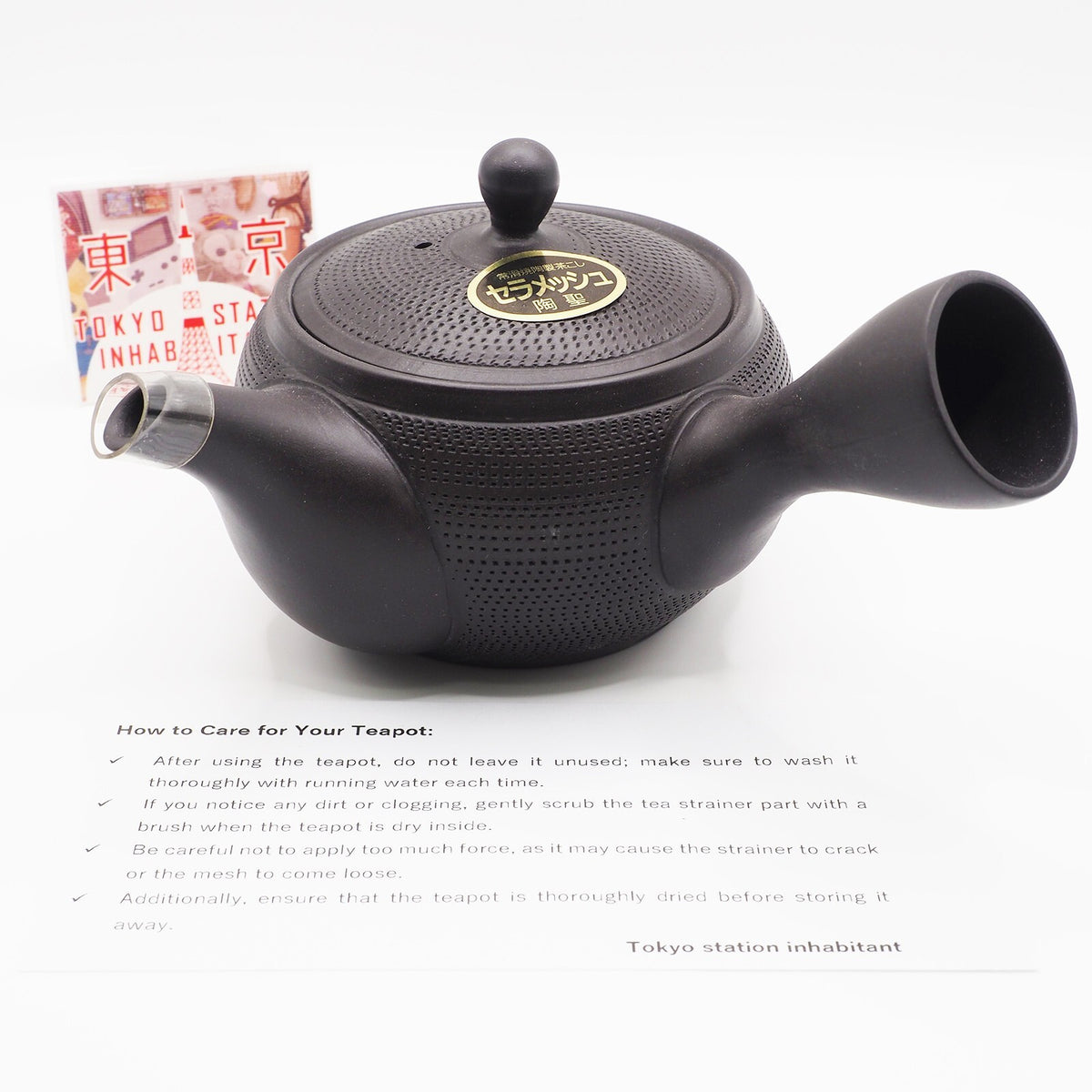 Japanese Tokoname Ware Kyusu Teapot 'Dark Gray Black Ceramesh' 300ml Made in Japan, Aichi