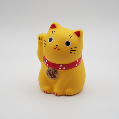 Yakushigama Mini Japanese Lucky Cat Figurine (Maneki Neko) – Hand-Painted, 9 Colors