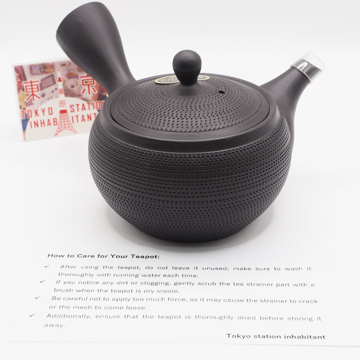 Japanese Tokoname Ware Kyusu Teapot 'Dark Gray Black Ceramesh' 300ml Made in Japan, Aichi