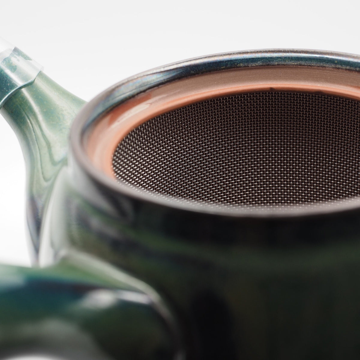 Japanese Tokoname Ware Kyusu Pottery Teapot 'Green-Blue Glaze' 380ml Made in Japan, Aichi