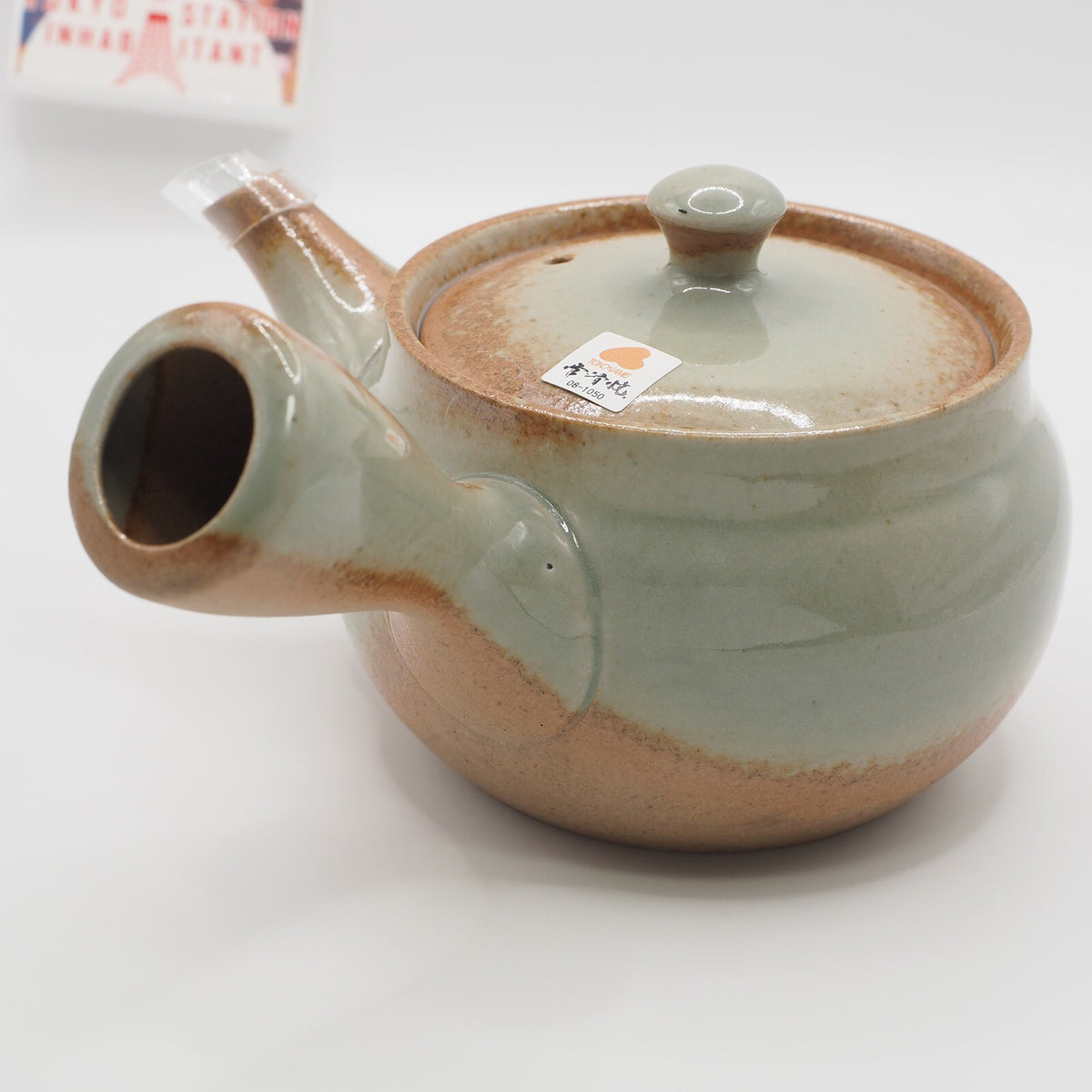 Japanese Tokoname Ware Kyusu Teapot 'Ash Gray Green Glaze' Ceramesh 350ml Made in Japan, Aichi