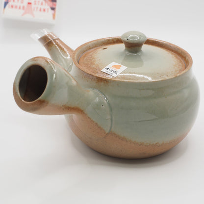 Japanese Tokoname Ware Kyusu Teapot 'Ash Gray Green Glaze' Ceramesh 350ml Made in Japan, Aichi