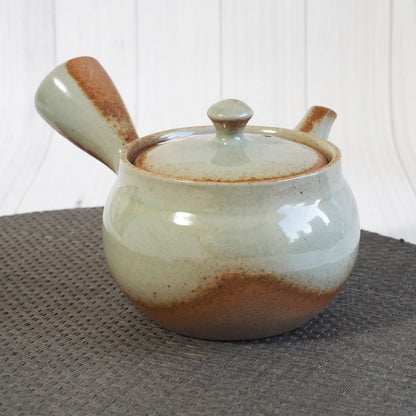 Japanese Tokoname Ware Kyusu Teapot 'Ash Gray Green Glaze' Ceramesh 350ml Made in Japan, Aichi