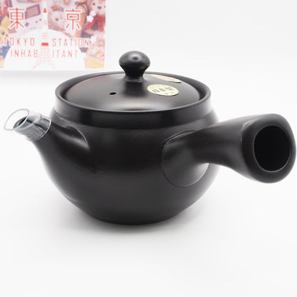 Japanese Tokoname Ware Kyusu Teapot 'Black-Round' 360ml Made in Japan, Aichi