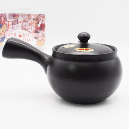 Japanese Tokoname Ware Kyusu Teapot 'Black-Round' 360ml Made in Japan, Aichi