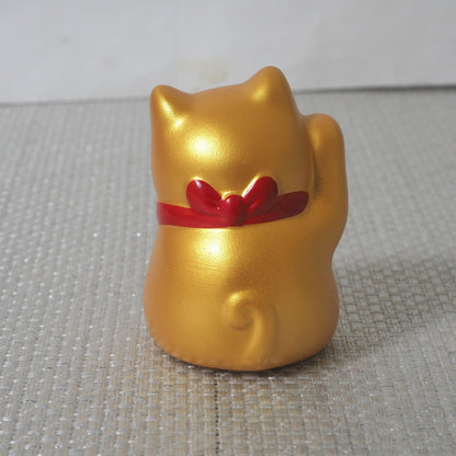 Mini Japanese Lucky Cat Pair – White & Gold Maneki Neko | Yakushigama