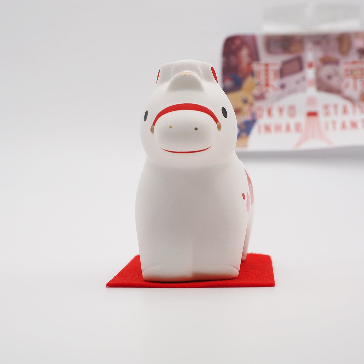 Red Plum Horse Zodiac Figurine with Display Screen | Yakushigama 2026 Zodiac