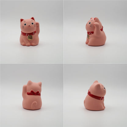 Yakushigama Mini Japanese Lucky Cat Figurine (Maneki Neko) – Hand-Painted, 9 Colors
