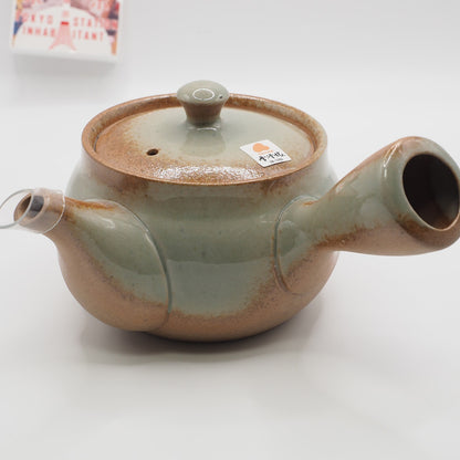 Japanese Tokoname Ware Kyusu Teapot 'Ash Gray Green Glaze' Ceramesh 350ml Made in Japan, Aichi