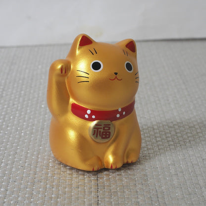 Yakushigama Mini Japanese Lucky Cat Figurine (Maneki Neko) – Hand-Painted, 9 Colors