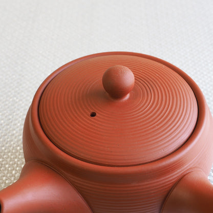 Japanese Tokoname Ware Kyusu Teapot  Red Clay Ceramesh 430ml Made in Japan, Aichi