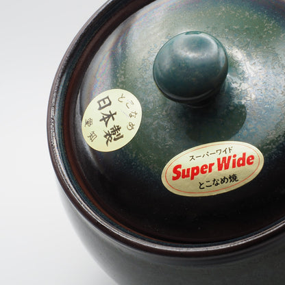 Japanese Tokoname Ware Kyusu Pottery Teapot 'Green-Blue Glaze' 380ml Made in Japan, Aichi