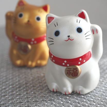 Mini Japanese Lucky Cat Pair – Gold & Silver Maneki Neko | Yakushigama