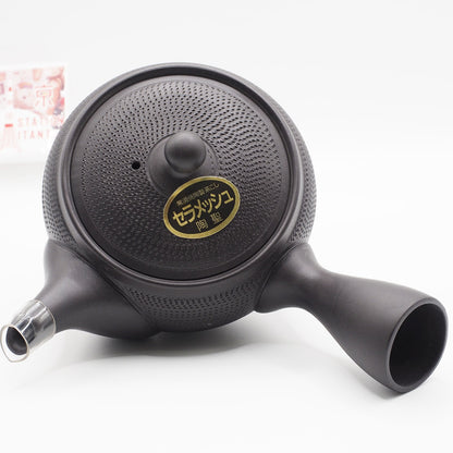 Japanese Tokoname Ware Kyusu Teapot 'Dark Gray Black Ceramesh' 300ml Made in Japan, Aichi