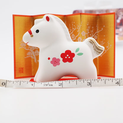 Red Plum Horse Zodiac Figurine with Display Screen | Yakushigama 2026 Zodiac
