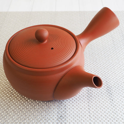 Japanese Tokoname Ware Kyusu Teapot  Red Clay Ceramesh 430ml Made in Japan, Aichi