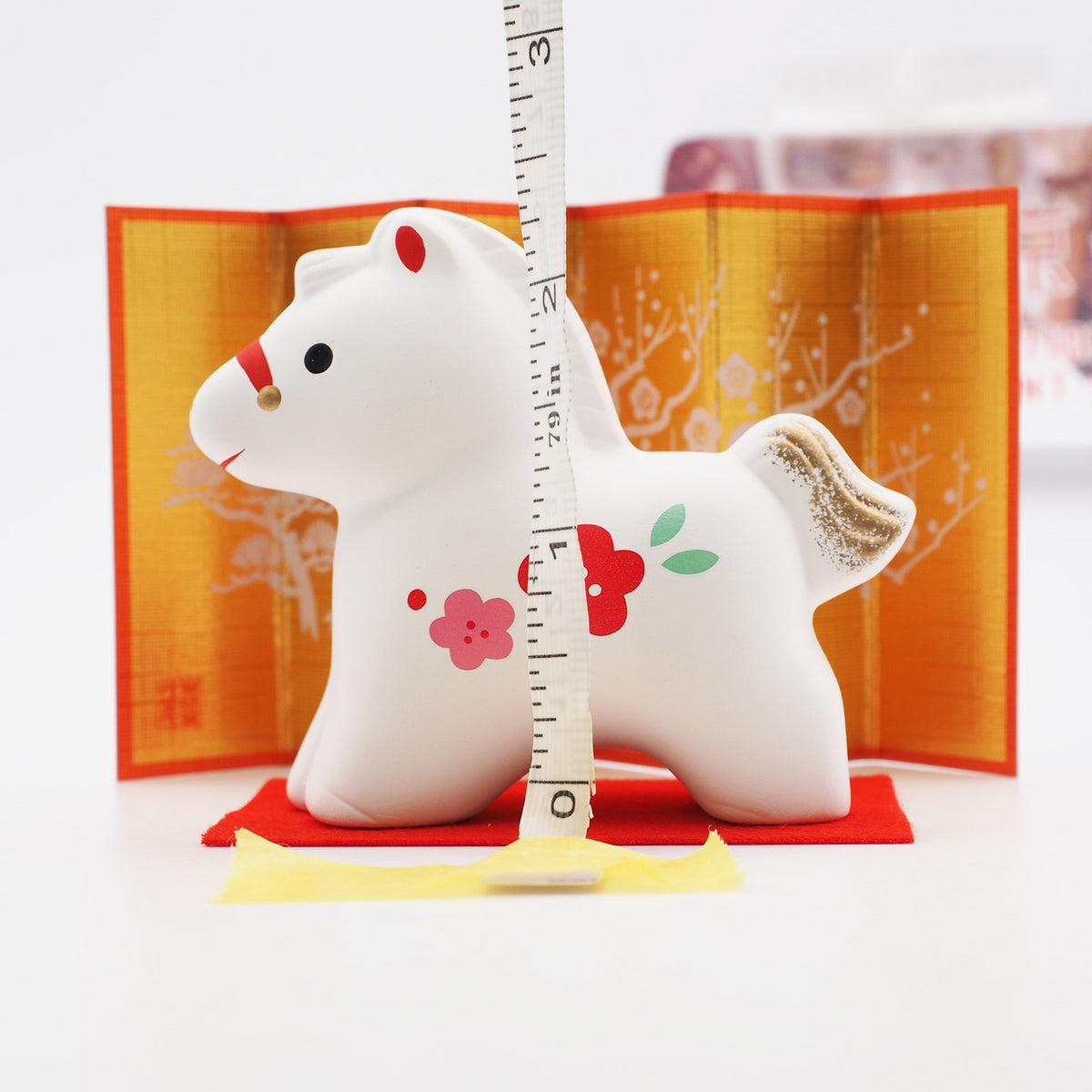 Red Plum Horse Zodiac Figurine with Display Screen | Yakushigama 2026 Zodiac