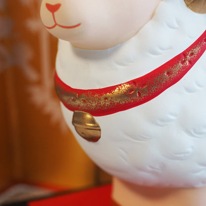 Japanese Grand Sheep Zodiac Ornament w/ Hamaya Arrow 2027 Yakushigama Eto Decor