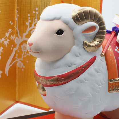 Japanese Grand Sheep Zodiac Ornament w/ Hamaya Arrow 2027 Yakushigama Eto Decor