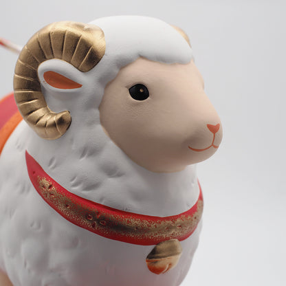 Japanese Grand Sheep Zodiac Ornament w/ Hamaya Arrow 2027 Yakushigama Eto Decor