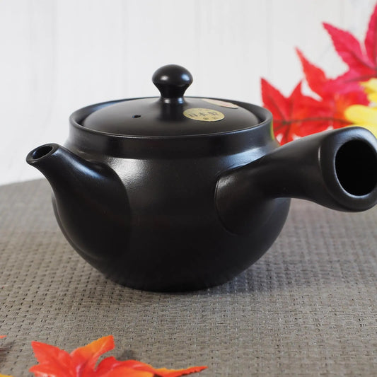 Japanese Tokoname Ware Kyusu Teapot 'Black-Round' 360ml Made in Japan, Aichi